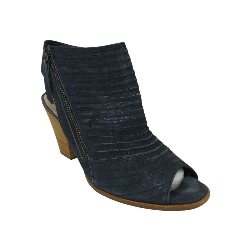 Paul‎ Green Peep Toe Slingback Booties Women 7.5 Blue Leather Side Zip